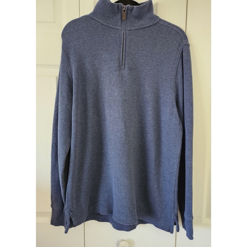 Black Brown Brand Sweater Mens M Blue Cotton Long Sleeve Quarter Zip Pullover